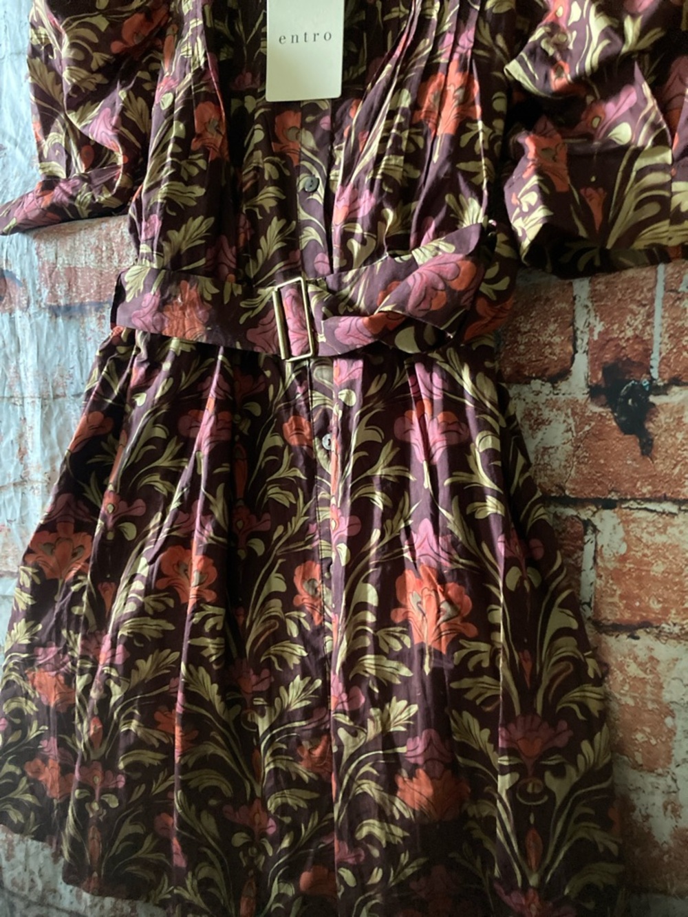 entro Floral Puff-Sleeve Mini Dress in Burgundy and Pink - Picture 10 of 13